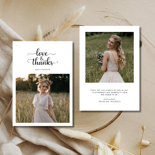 Carte De Remerciements Elegant Love and Thanks Fête des mariées Photo
