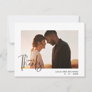 Carte De Remerciements Elegant Love and Thanks Photo Mariage