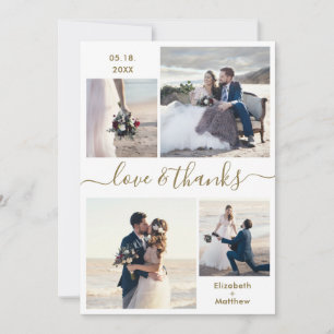 Carte De Remerciements Elegant Love and Thanks Script 4 Mariage photo 