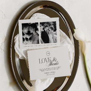 Carte De Remerciements Élégant Love & Thanks 2 Photo Mariage 