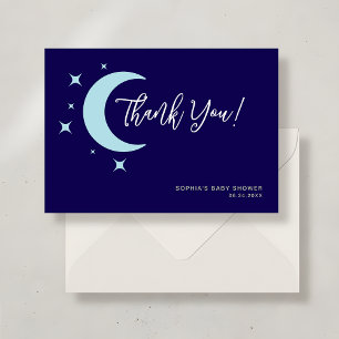 Carte De Remerciements Elégant Lune et Baby shower des étoiles