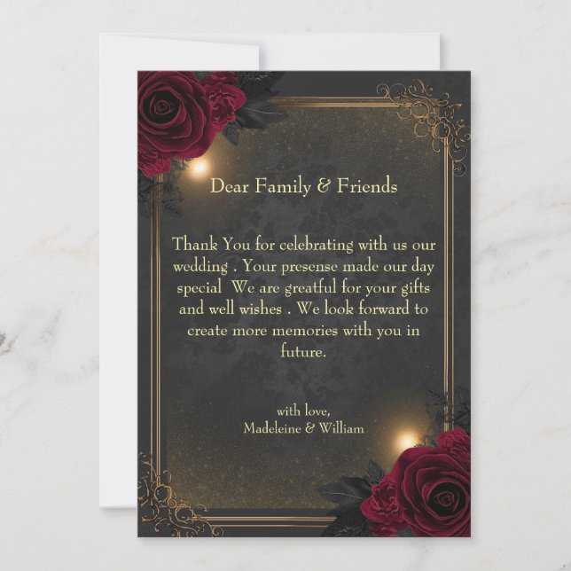 Carte De Remerciements Elegant Luxury Goth Glam Wedding (Devant)