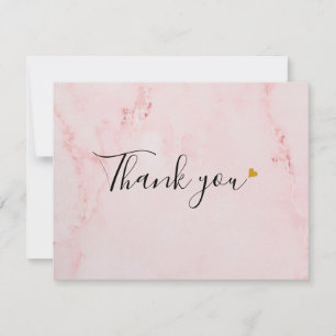 Carte De Remerciements Élégant Marbre Rose Script