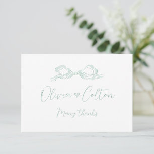 Carte De Remerciements Élégant Mariage à mâchoire vert clair