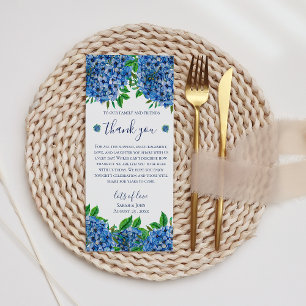Carte De Remerciements Élégant mariage aquarelle aux hortensias bleus