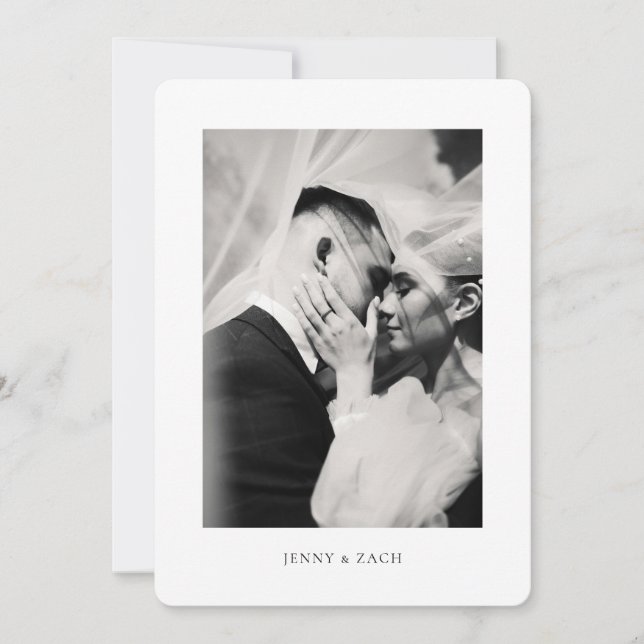 Carte De Remerciements Élégant mariage avec écriture moderne (Devant)
