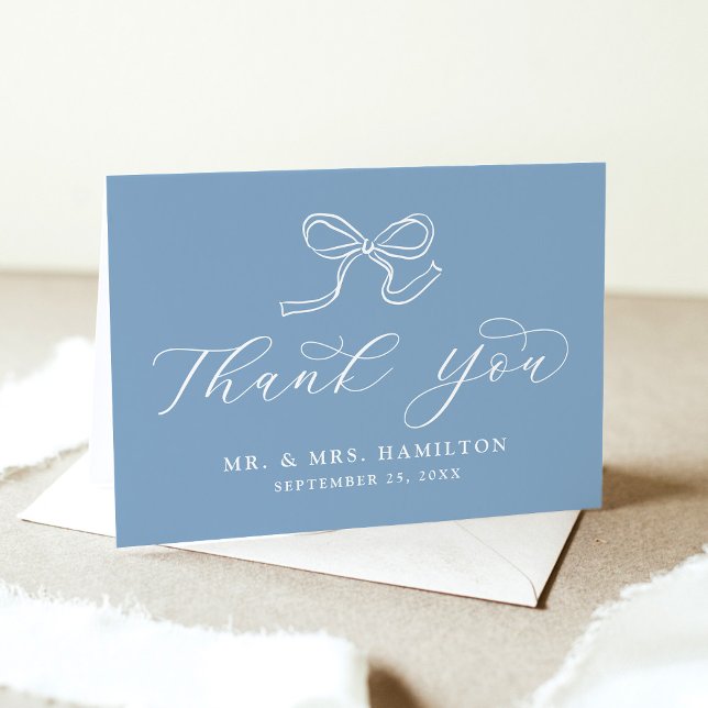 Carte De Remerciements Élégant Mariage bleu cou (Créateur téléchargé)