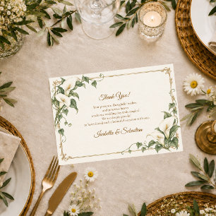 Carte De Remerciements Élégant mariage botanique au lys calla