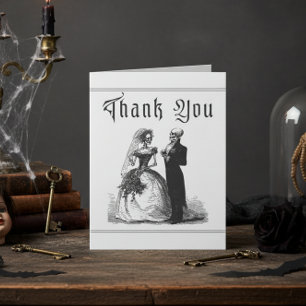 Carte De Remerciements Élégant Mariage Couple Toile Gothique Noir Vintage