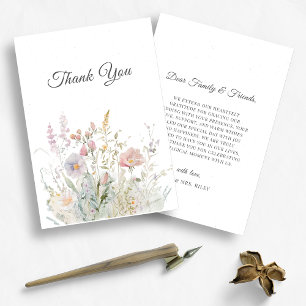 Carte De Remerciements Élégant Mariage d'aquarelle florale Fleur sauvage