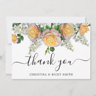 Carte De Remerciements Élégant Mariage de bouquet de rose jaune