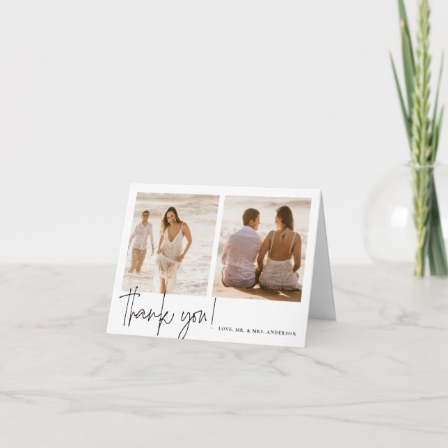 Carte De Remerciements Élégant Mariage de calligraphie (Devant)