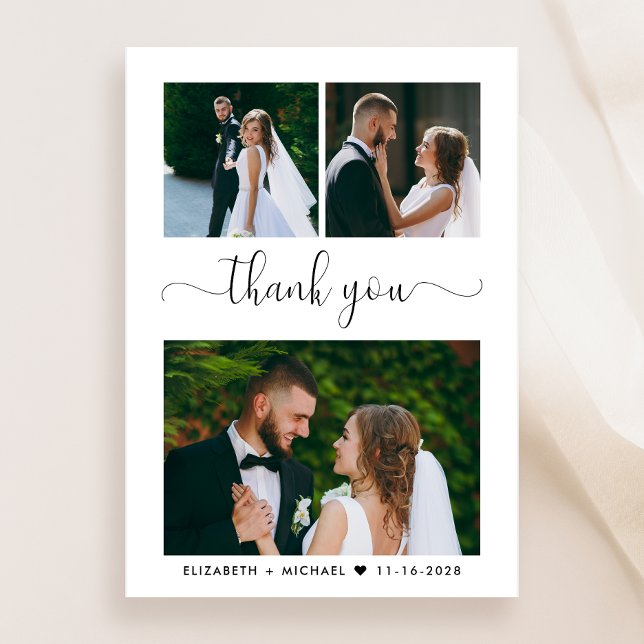 Carte De Remerciements Élégant Mariage de collection de photos de script (Créateur téléchargé)