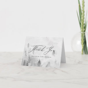 Carte De Remerciements Élégant Mariage de la forêt d'hiver de Grey