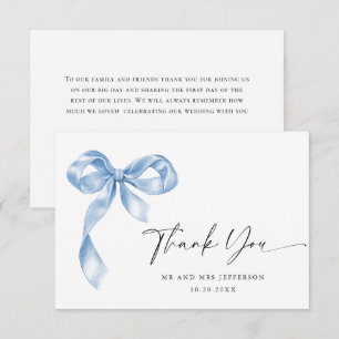 Carte De Remerciements Élégant Mariage de mâchoire bleu Dusty