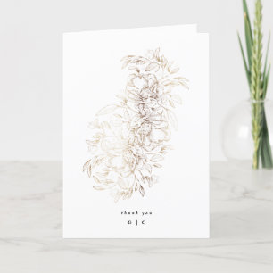 Carte De Remerciements Élégant Mariage de monogramme botanique à la main 