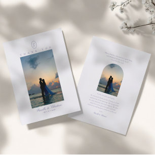 Carte De Remerciements Élégant Mariage de monogramme photo minime