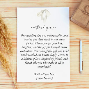 Carte De Remerciements Élégant Mariage de noeud de la mâchoire blanche