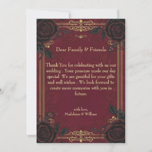 Carte De Remerciements Élégant Mariage de romance gothique