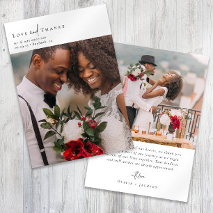 Carte De Remerciements Élégant Mariage de script chic photo