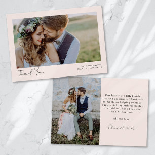 Carte De Remerciements Élégant Mariage de script chic photo