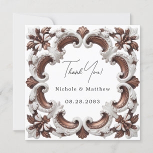 Carte De Remerciements Élégant Mariage de style baroque Rococo