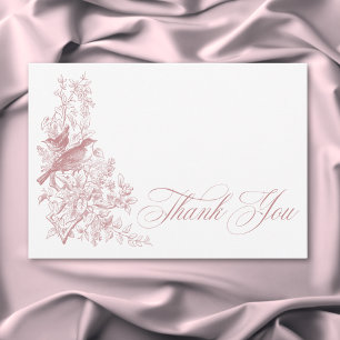 Carte De Remerciements Élégant mariage de style chinois rose, nature et o