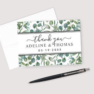 Carte De Remerciements Elégant Mariage de verdure Eucalyptus