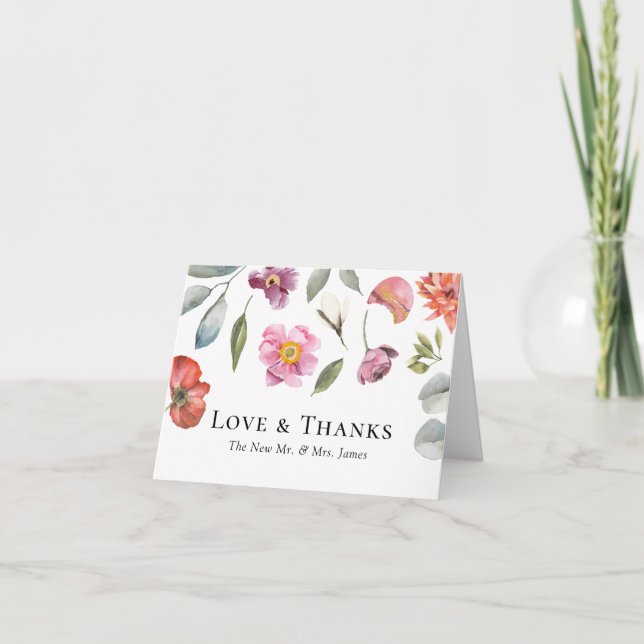 Carte De Remerciements Élégant Mariage d'Eucalyptus Floral (Devant)