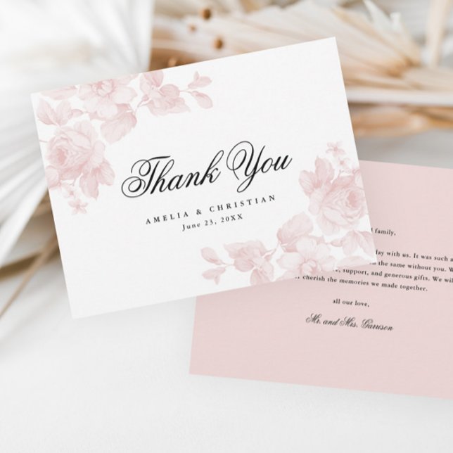 Carte De Remerciements Élégant mariage écriture florale  (Créateur téléchargé)