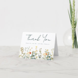 Carte De Remerciements Élégant Mariage Fleur sauvage