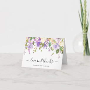 Carte De Remerciements Élégant mariage floral aquarelle lilas