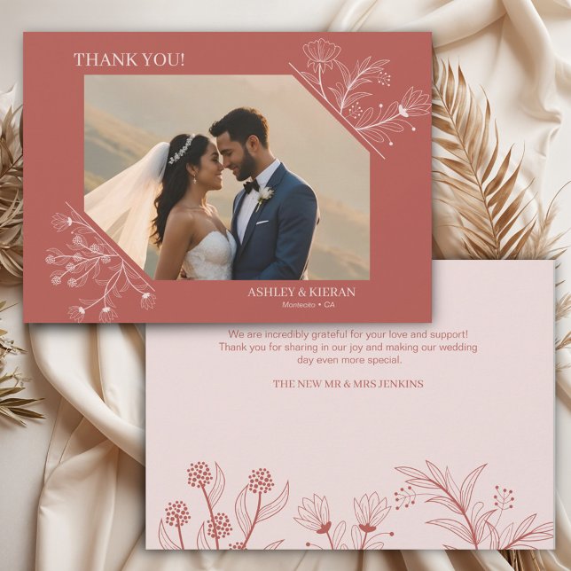 Carte De Remerciements Élégant Mariage Floral Boho (Créateur téléchargé)