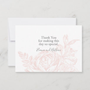 Carte De Remerciements Élégant mariage floral rose blanc