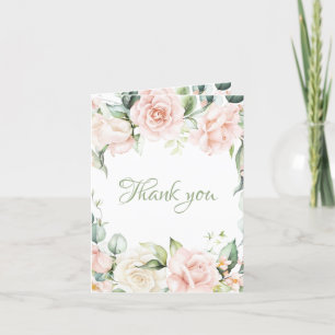 Carte De Remerciements Élégant Mariage floral rose pâle