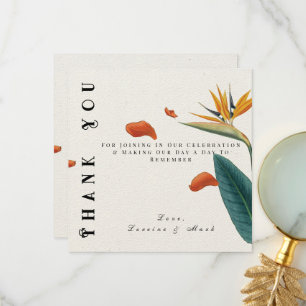 Carte De Remerciements Élégant Mariage floral tropical