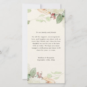 Carte De Remerciements Élégant Mariage Floral Vintage Eucalyptus Roses