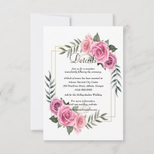 Carte De Remerciements Elégant Mariage géométrique rose rose Détails