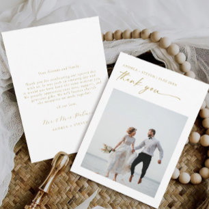 Carte De Remerciements Elegant Mariage Gold Photo