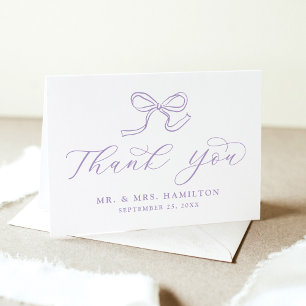Carte De Remerciements Élégant Mariage Lavender Bow