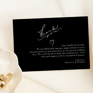 Carte De Remerciements Élégant Mariage minimaliste noir et blanc