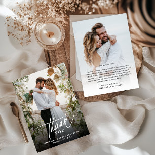 Carte De Remerciements Élégant Mariage moderne 2 photos