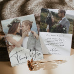 Carte De Remerciements Élégant Mariage photo 2<br><div class="desc">Carte de remerciements moderne de script blanc avec une photo supplémentaire et du texte personnalisé sur le dos. Vous pouvez utiliser cette carte pour un mariage, une douche nuptiale, un fiançailles, un anniversaire ou tout événement spécial. Pour une personnalisation plus avancée de cette conception, cliquez sur le BOUTON OUTIL DESIGN...</div>