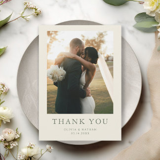 Carte De Remerciements Élégant Mariage Photo Boho
