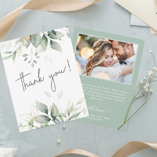 Carte De Remerciements Élégant mariage photo botanique eucalyptus