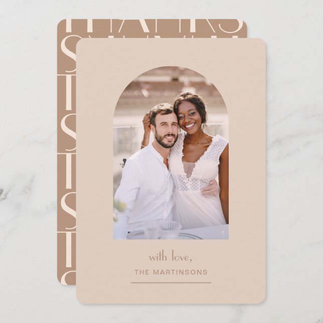 Carte De Remerciements Élégant Mariage photo neutre (Devant / Derrière)