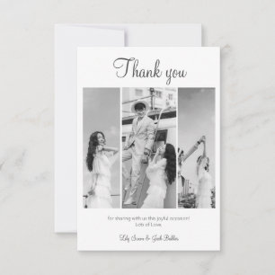 Carte De Remerciements Élégant mariage photo noir et blanc