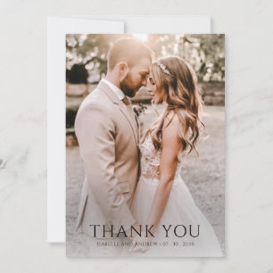 Carte De Remerciements Élégant Mariage Photo Rustique