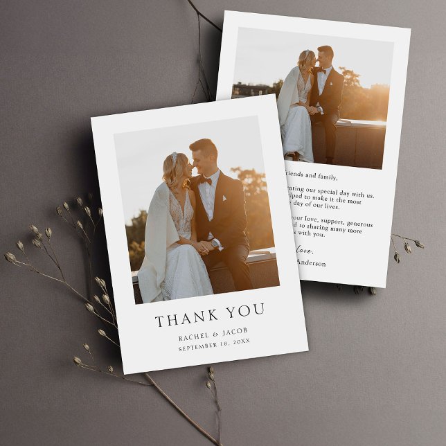 Carte De Remerciements Élégant Mariage photo simple (Créateur téléchargé)