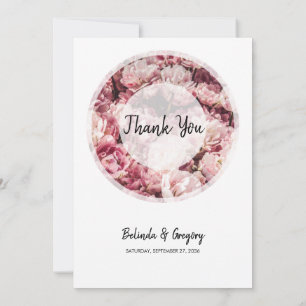 Carte De Remerciements Élégant Mariage Pink Peonies